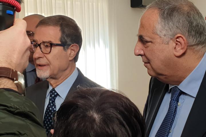 Il presidente della Regione Siciliana, Nello Musumeci e l'assessore regionale all'Istruzione Roberto Lagalla